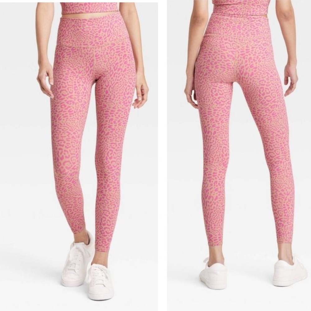 NWT Target JoyLab High-Rise 7/8 Leggings Pink Leopard Spot